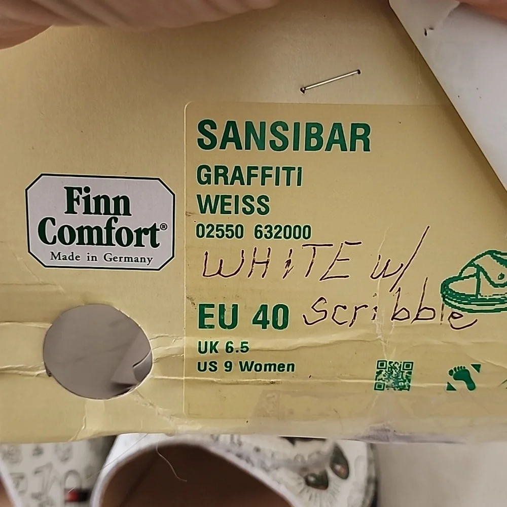 Finn Comfort Sansibar Double Strap Slide In Sandal Grafitti White 40 Us9-9.5 - Picture 8 of 8